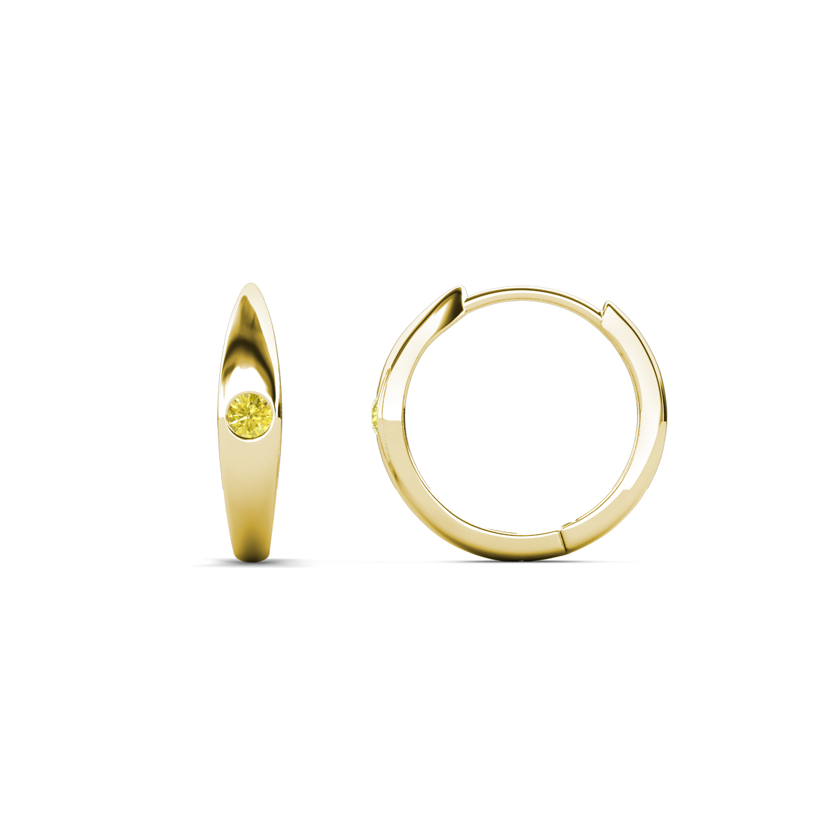 Anissa Yellow Diamond Dome Women Huggie Earrings 